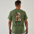 Burlebo Men's Mallard Camo Dog Tee in Heather Olive side view