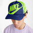Nike Kids' Rise Trucker Cap in Blue and Volt back view