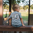 Burlebo Boys' Mallard Duck Stamp Tee in Dark Heather Grey, front view