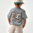 Burlebo Boys' Mallard Duck Stamp Tee in Dark Heather Grey, model detail