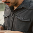Howler Brothers Emerger Tech Long Sleeve Shirt in Antique Black collar view