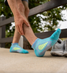 Balega Ultralight No Show Socks in Cool Blue flat lay