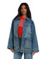 Billabong Women's Denim Chore Coat in blue denim flat lay