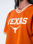 Established & Co. Women's University of Texas Mesh Cropped Football Jersey flat lay