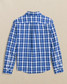 Southern Tide Boys' River Ridge Plaid Intercoastal Long Sleeve Sport Shirt in Surf Blue back view