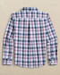 Southern Tide Boys' Breakwater Plaid Intercoastal Long Sleeve Sport Shirt in Dress Blue front view