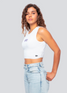 Hype and Vice Women's TCU Cut Off Tank in White