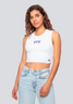 Hype and Vice Women's TCU Cut Off Tank in White full body