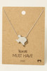Fame Texas State Pendant Necklace Silver front view
