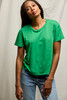 perfectwhitetee Women's Harley Boxy Tee in Grass lay flat