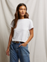 perfectwhitetee Women's Lisa Slim Tee in White detail view