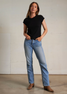 perfectwhitetee Women's Sheryl Baby Tee in True Black close-up