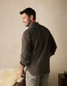 The Normal Brand Men's Textured Knit Longsleeve Shirt in Java back view