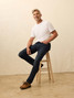 Faherty Men's Stretch Terry Indigo 5-Pocket Pants Belmar Coast side view