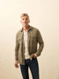 Faherty Men's Legend Sweater Shirt Woodland Olive Plaid closeup
