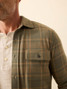 Faherty Men's Legend Sweater Shirt Woodland Olive Plaid side view