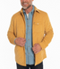 Criquet Men's Corduroy Quilted Shacket in Camel collar detail