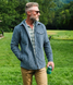 Criquet Men's Corduroy Quilted Shacket in Slate Blue front view