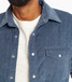 Criquet Men's Corduroy Quilted Shacket in Slate Blue texture detail
