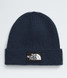 The North Face Logo Box Cuffed Beanie in Summit Navy front view