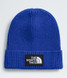 The North Face Kids' Logo Box Cuffed Beanie in TNF Blue detail view