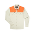 Poncho Outdoors Original Tuff-Thread Long Sleeve Shirt in Tan and Blaze front flat lay