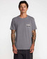 RVCA Men's Peak Cove Short Sleeve Tee in Smoke front detail
