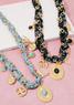 Fame Western Stone Concho Charms Bandana Necklace detail view