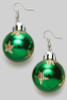 Star Ornament Christmas Earrings Green/Gold front view