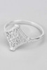 Diamond Shaped Filigree Cutout Brass Ring Rhodium