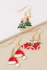 Fame Christmas Three Pair Dangle Earring Set in Santa Hat, Stocking and Tree detail