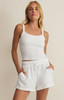 Z Supply Women's World Tour Rib Tank Top in White side view