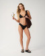 Rip Curl Women's Premium Surf Full Bikini Bottoms Black front view