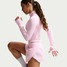 Nike Women's Tempo Flow Mid Rise Shorts in Pink Foam side view