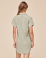 Bella Dahl Women's Roll Sleeve Pocket Shirt Dress in Oasis Green front view
