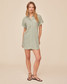 Bella Dahl Women's Roll Sleeve Pocket Shirt Dress in Oasis Green detail view