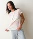 Marine Layer Women's Rainbow Stripe Swing Crew Tee flat lay