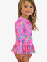 Ruffle Butts Girls' Shimmer Mermaid Rash Guard Set front view