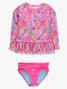 Ruffle Butts Girls' Shimmer Mermaid Rash Guard Set swim bottoms