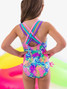 Ruffle Butts Girls' Ocean Coral One-Piece Swimsuit front view