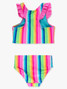 Ruffle Butts Girls' Rainbow Stripe Tankini side view