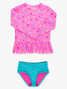 Ruffle Butts Girls' Colorful Hearts Rash Guard Set back view