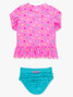 Ruffle Butts Girls' Colorful Hearts Rash Guard Set side view