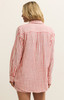 The Z Supply Women's PJ Saturday Striped Shirt in Crimson Rush