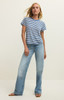 Z Supply Women's Tourist Airy Striped Tee in Calypso Blue front view