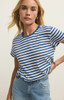 Z Supply Women's Tourist Airy Striped Tee in Calypso Blue