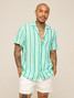 Chubbies Men's Rayon Sunday Shirt in The Bayside Stripe