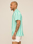 Chubbies Men's Rayon Sunday Shirt in The Bayside Stripe detail view
