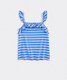 Vineyard Vines Girls' Stripped Ruffle Tank Top in Breaker Blue back
