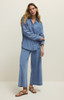 Z Supply Women's Reese Jersey Denim Button Up Top